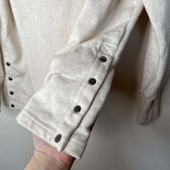 Anthropologie Daily Practice Twist Collar Hoodie in Oatmeal Sz M Beige - Picture 6 of 11